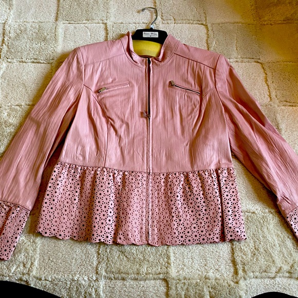 Pamela McCoy Pink Leather Jacket Large - Picture 1 of 5
